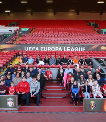 "LIVERPOOL, ENGLAND - MAY 04: Fedex mascots take part in a pre-match stadium tour at Anfield on May 4, 2016 in Liverpool, England. (Photo by Chris Brunskill/Getty Images for Fedex)"