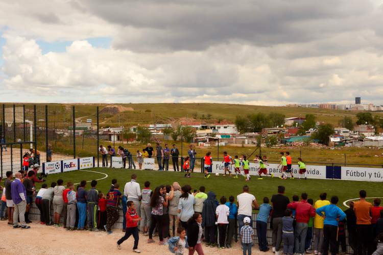 Football community pitch in Cañada Real, Madrid