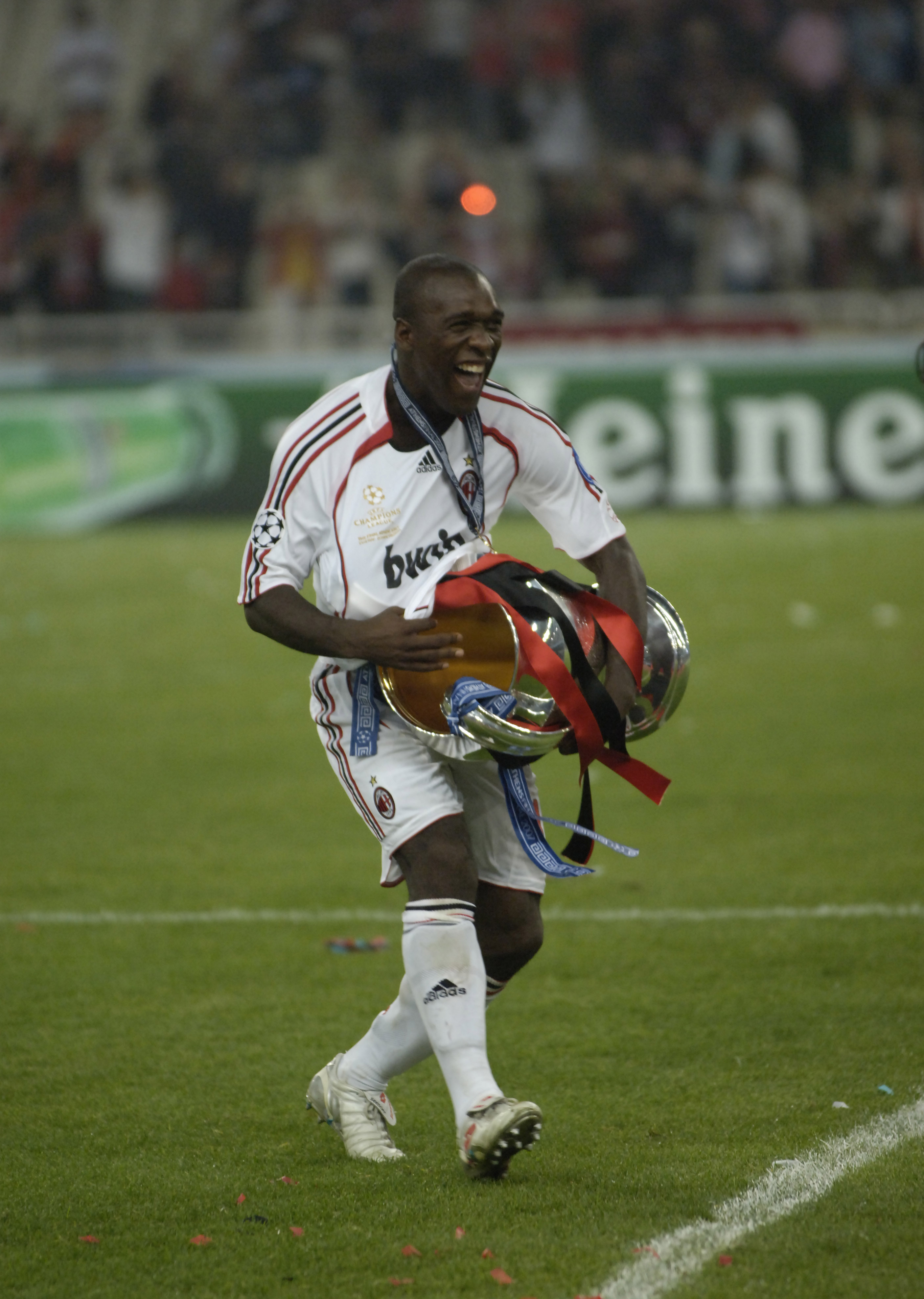 BT Sport. Football. UEFA Champions League Final. Athens. 23rd May 2007. AC Milan 2 v Liverpool 1. AC Milan's Clarence Seedorf celebrates with the trophy.