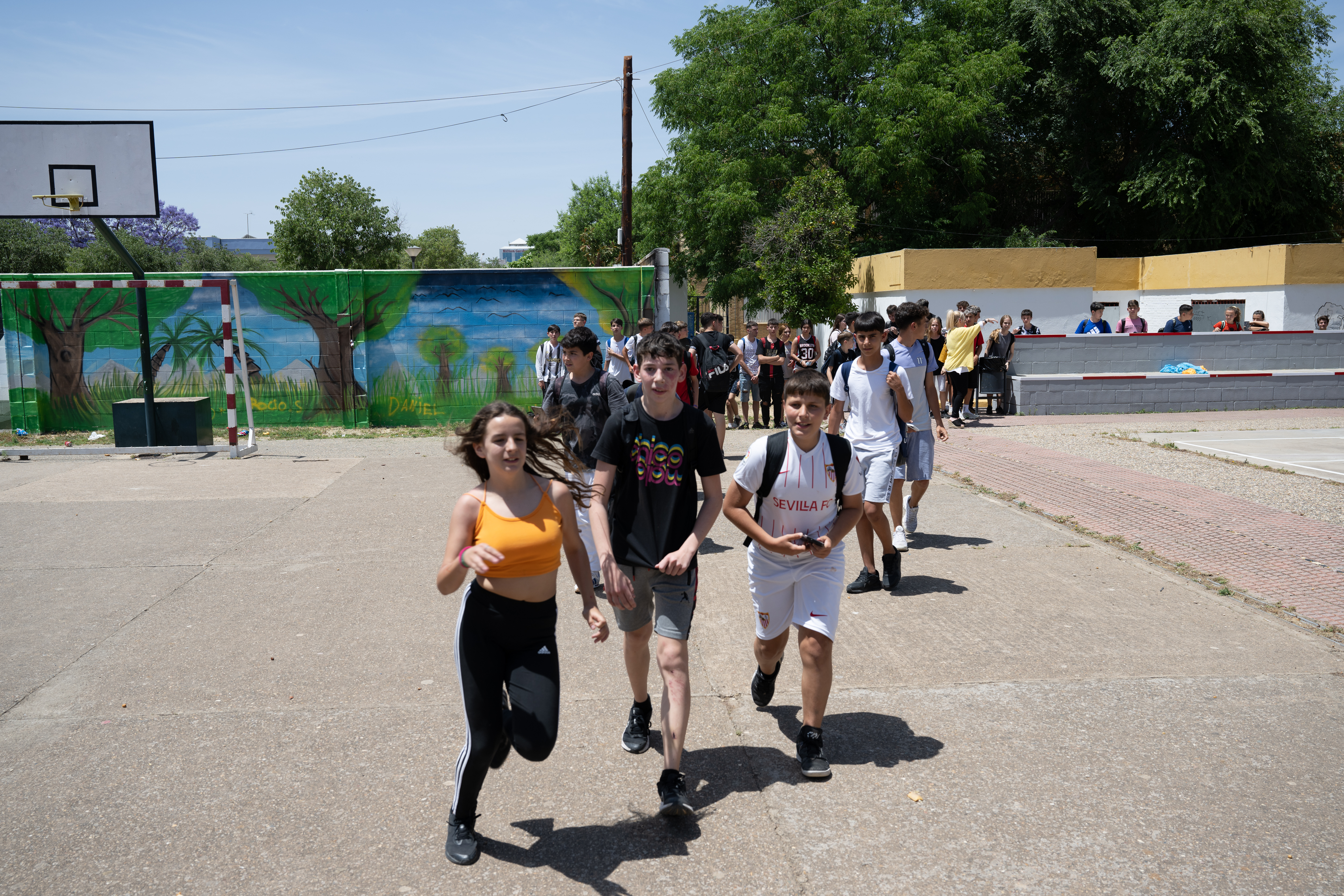 Sevilla, Spain - MAY 18th: President and UEFA visit at the IES Albert Einstein Secondary School before the Europa League final 2022 on May 18 2022, in Sevilla, Spain. (Photo by Kristian Skeie - UEFA/UEFA via Getty Images)