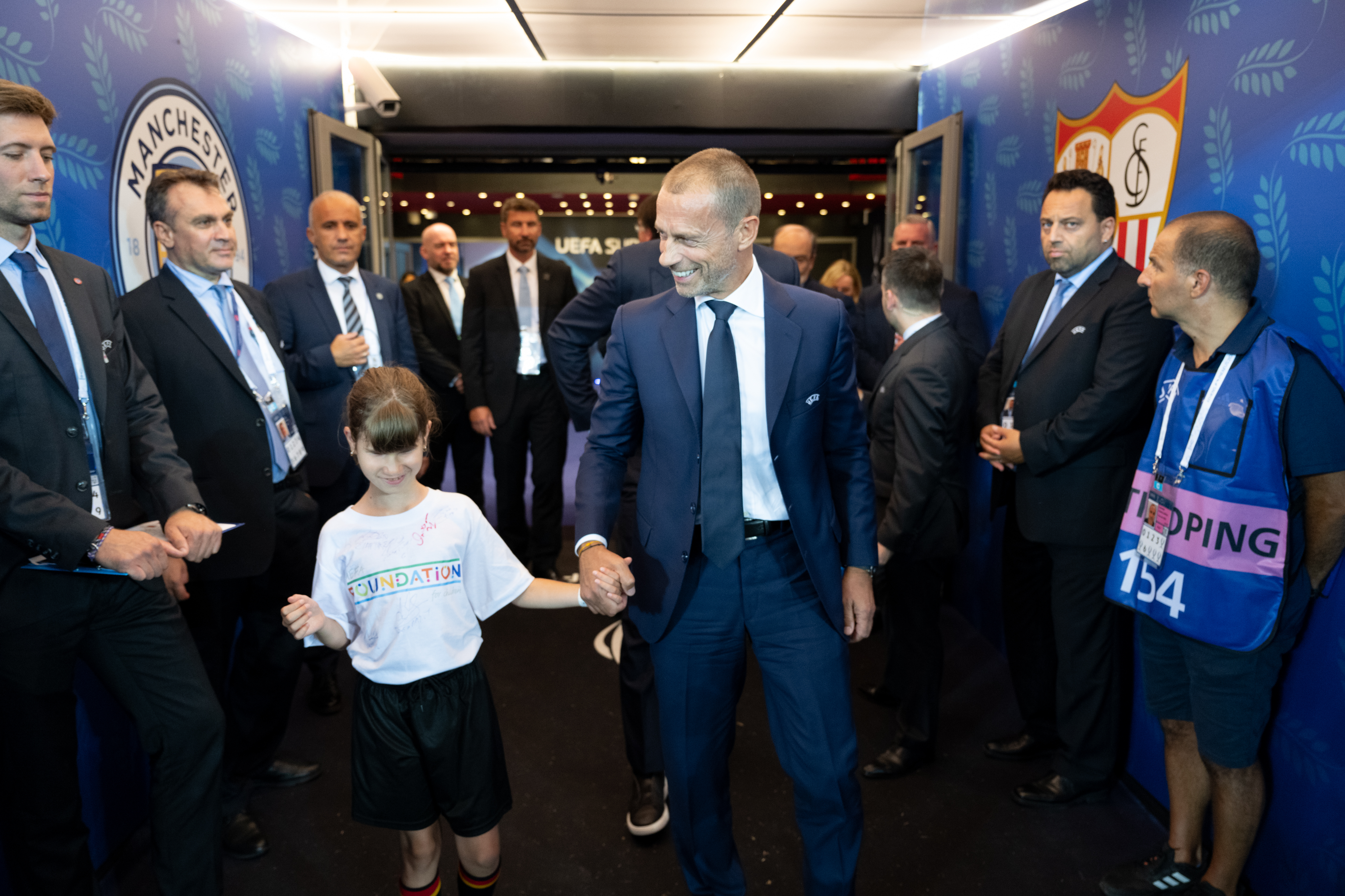 Aleksander Čeferin with Loukia at the 2023 UEFA Super Cup 