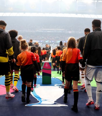 LONDON, ENGLAND - JUNE 01: Players of Borussia Dortmund and Real Madrid walk out prior to the UEFA Champions League 2023/24 Final match between Borussia Dortmund and Real Madrid CF at Wembley Stadium on June 01, 2024 in London, England. (Photo by Julian Finney - UEFA/UEFA via Getty Images)